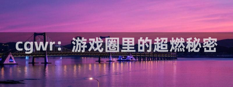 星欧娱乐代理登陆：cgwr：游戏圈里的超燃秘密